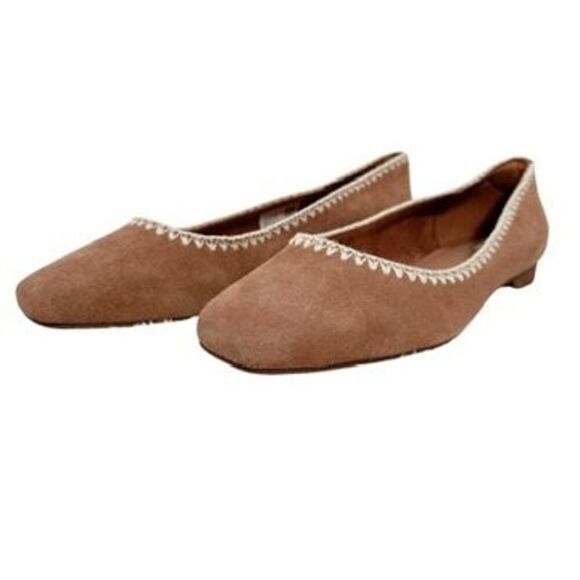 Toms Brown Suede Briella Ballet Flats Slip On Square Toe Shoes Womens Size 12 - Picture 6 of 9
